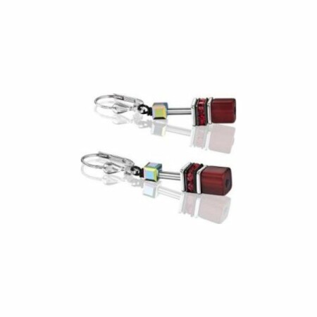 Boucles d'oreilles Coeur de Lion en polaris, cristaux, rondelles de strass et acier