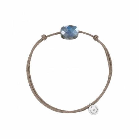 Bracelet sur cordon Morganne Bello Friandise Coussin en argent et labradorite