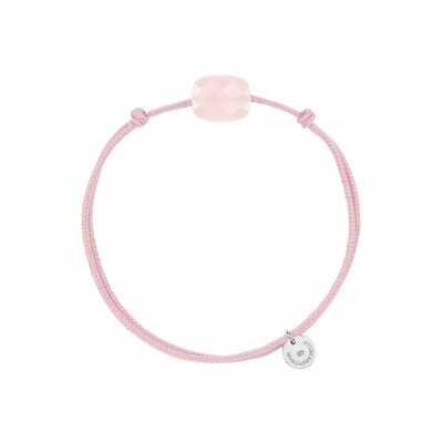 Bracelet sur cordon Morganne Bello Friandise Coussin en argent et quartz rose