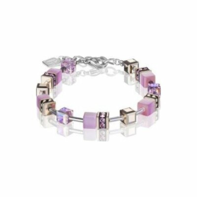 Bracelet Coeur de Lion en oeil de tigre synthétique, cristaux, rondelles de strass et métal doré rose