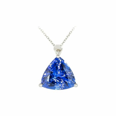 Collier en or blanc, tanzanite et diamant