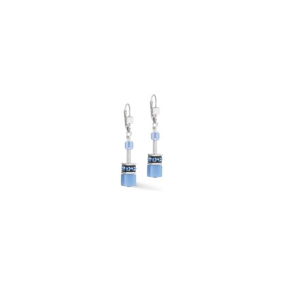 Boucles d'oreilles Cœur de Lion GeoCUBE en acier, cristaux Swarovski, cristal de roche et verre