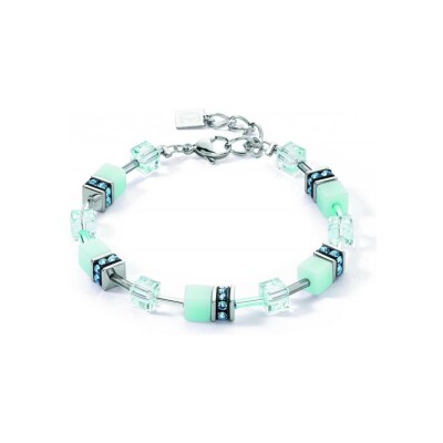 Bracelet Coeur de Lion GeoCUBE Iconic Mono en acier, cristaux Swarovski, strass et verre