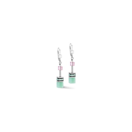 Boucles d'oreilles Coeur de Lion en acier, cristaux, strass et verre