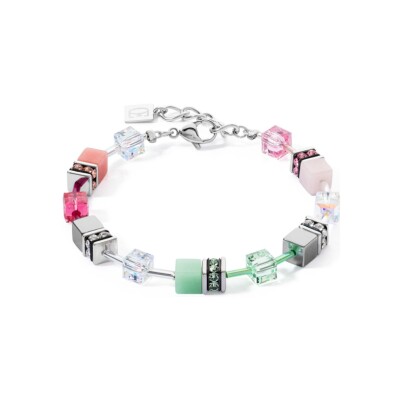 Bracelet Coeur de Lion en acier, cristaux, strass et verre