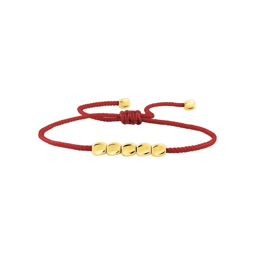 Bracelet cordon rose et cuivre doré