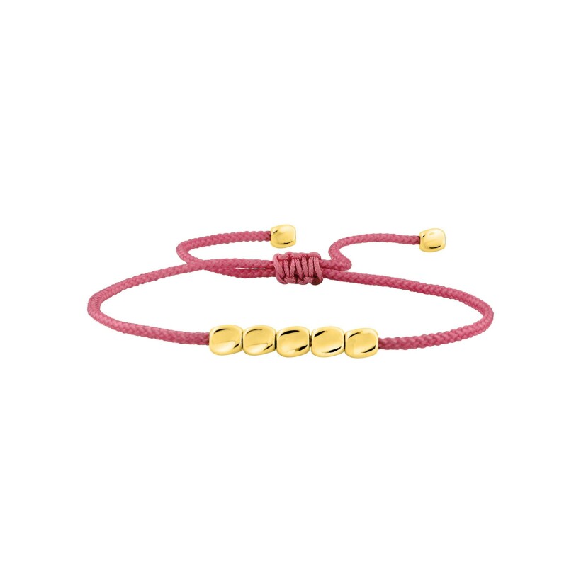 Bracelet cordon rose et cuivre doré
