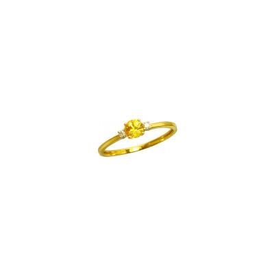 Bague en or jaune, saphir et diamant