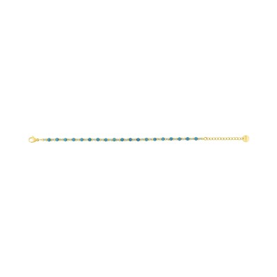 Bracelet en acier doré, turquoise et verre