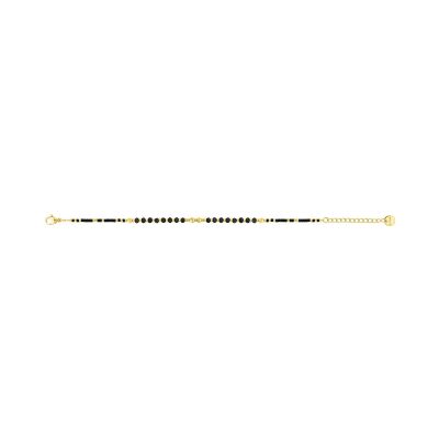 Bracelet en acier doré, verre et hématite