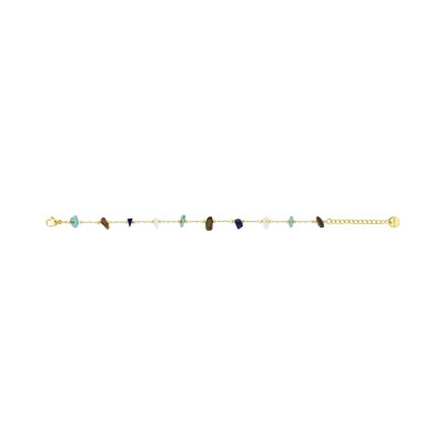 Bracelet en acier doré, turquoise et verre