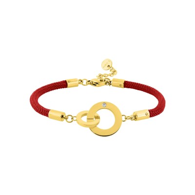 Bracelet corde en nylon, acier doré et oxyde de zirconium