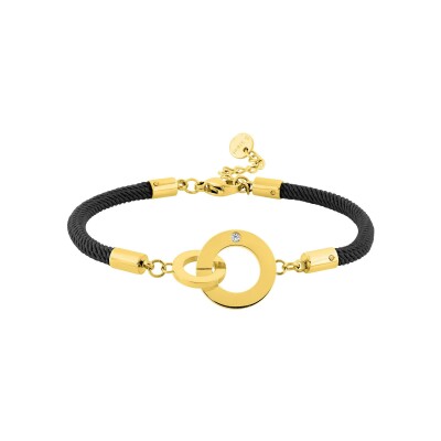 Bracelet corde en nylon et acier doré