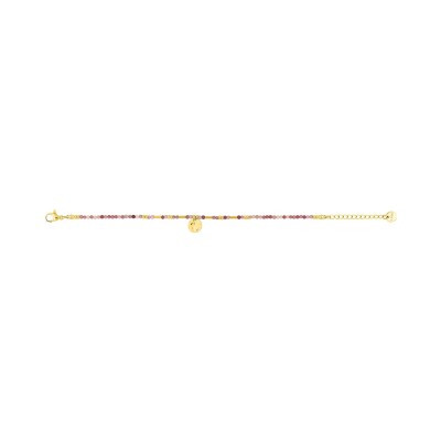 Bracelet en acier doré, rhodochrosite et verre