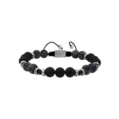 Bracelet en nylon, acier et labradorite