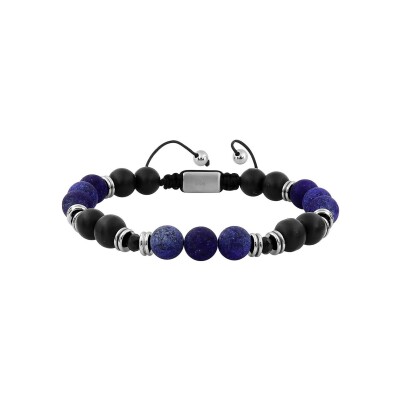 Bracelet en acier, lapis lazuli et agate