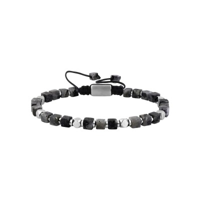 Bracelet en acier, labradorite et hématite