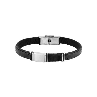 Bracelet en matière synthétique, coton et acier