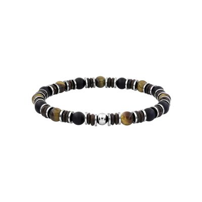 Bracelet en acier et œil de tigre