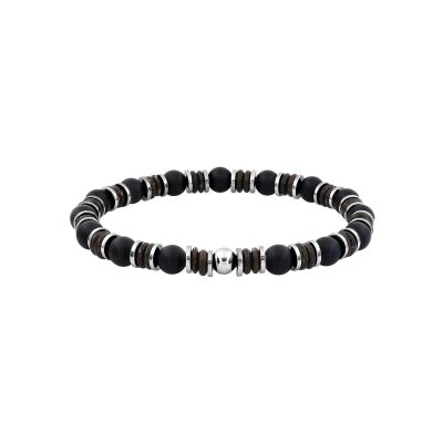 Bracelet en acier, bamboo et agate