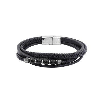 Bracelet en matière synthétique, acier et agate