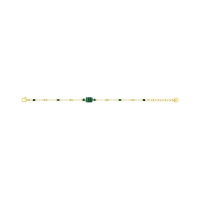 Bracelet en acier doré, malachite et verre