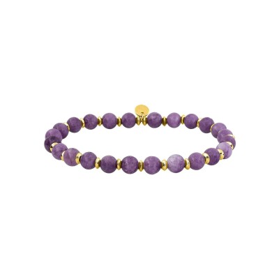 Bracelet en acier doré et lépidolite