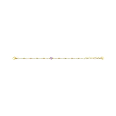 Bracelet en acier doré et lépidolite