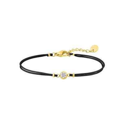Bracelet corde en acier doré et cristal