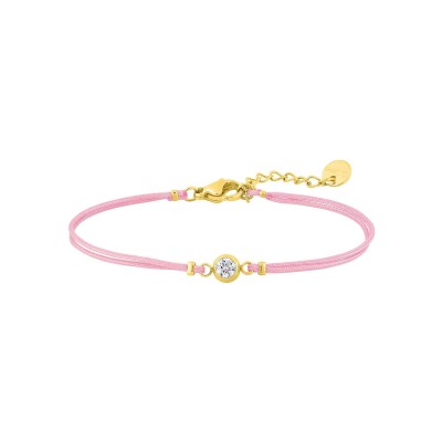 Bracelet corde en acier doré et cristal