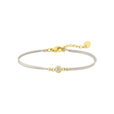 Bracelet corde en acier doré et cristal