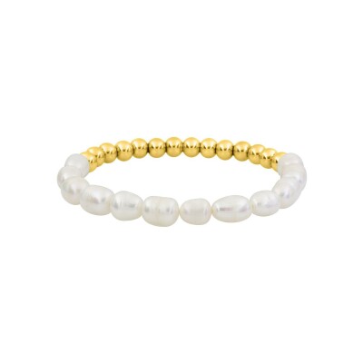 Bracelet corde en nylon, acier doré et perle de culture