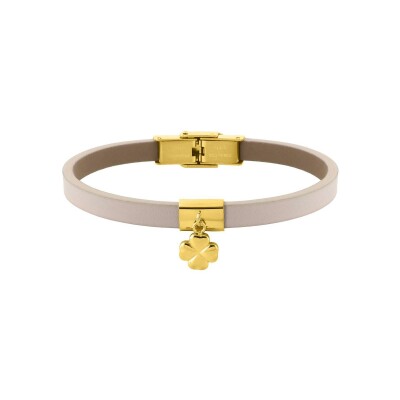 Bracelet en cuir et acier doré