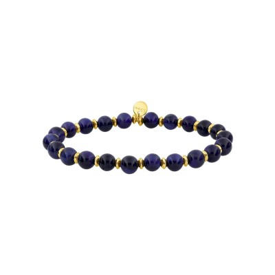 Bracelet corde en nylon, acier doré et œil de tigre