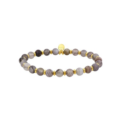 Bracelet corde en nylon, acier doré et agate