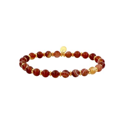 Bracelet corde en nylon, acier doré et agate