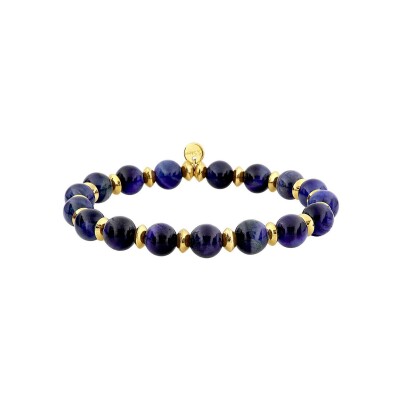 Bracelet corde en nylon, acier doré et œil de tigre