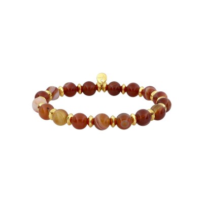 Bracelet en nylon, acier doré et agate