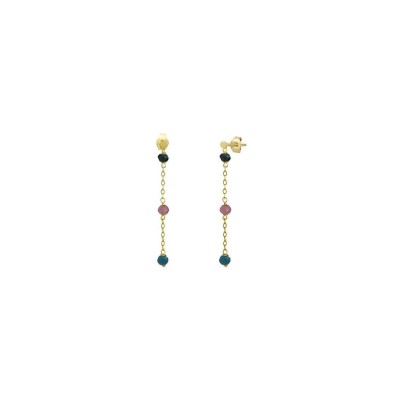 Boucles d'oreilles en or jaune et agate