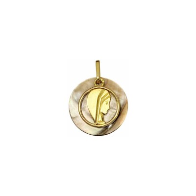 Médaille Vierge en or jaune et nacre
