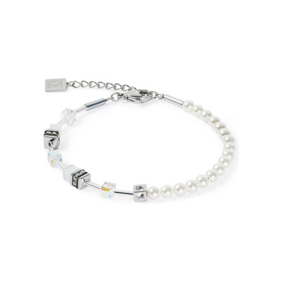 Bracelet Coeur de Lion GeoCUBE Mini Fusion Pearls en acier, perles de cristal et cristaux Swarovski