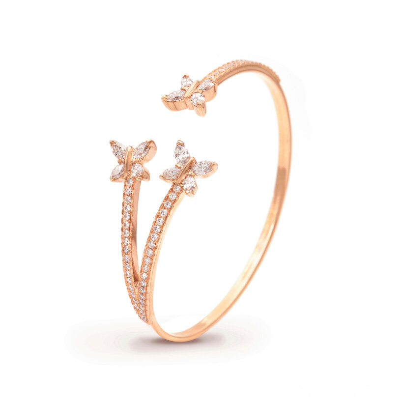 Navette Butterfly flex bracelet, rose gold