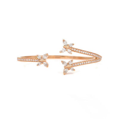 Bracelet flex Papillons navette en or rose