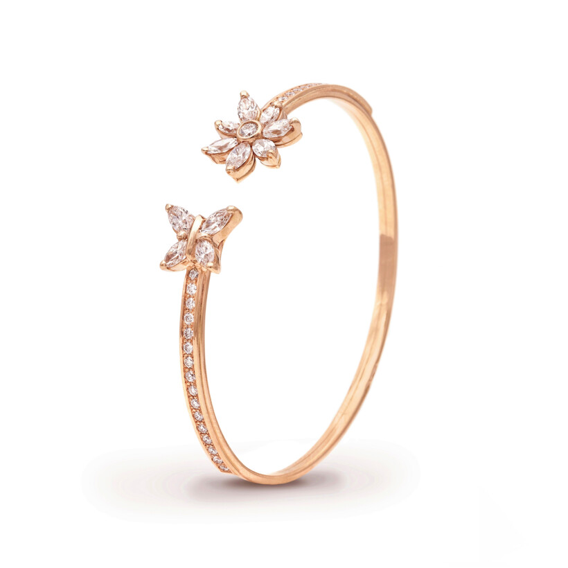 Anemones & Butterflies flex bracelet, rose gold