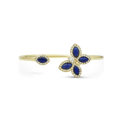 Bracelet lapis lazuli diamants or jaune