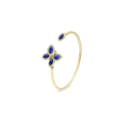 Bracelet lapis lazuli diamants or jaune