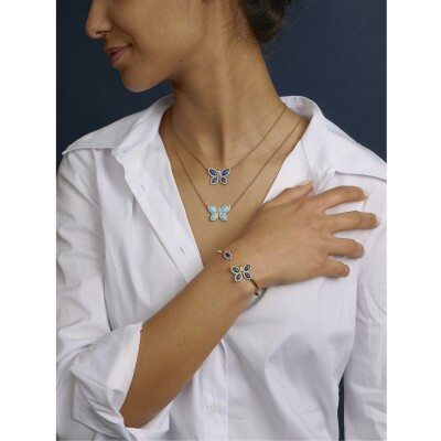 Bracelet lapis lazuli diamants or jaune