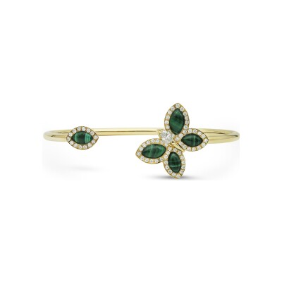 Bracelet malachite diamants or jaune