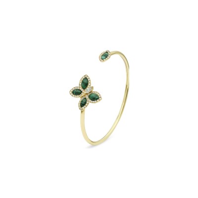 Bracelet malachite diamants or jaune