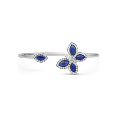 Bracelet lapis lazuli diamants or blanc